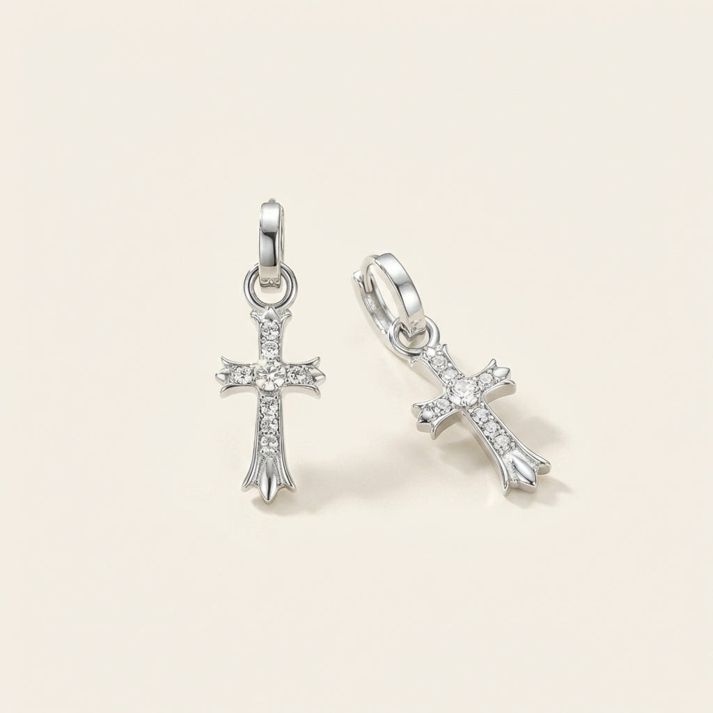 Mini Cross Drop Earrings
