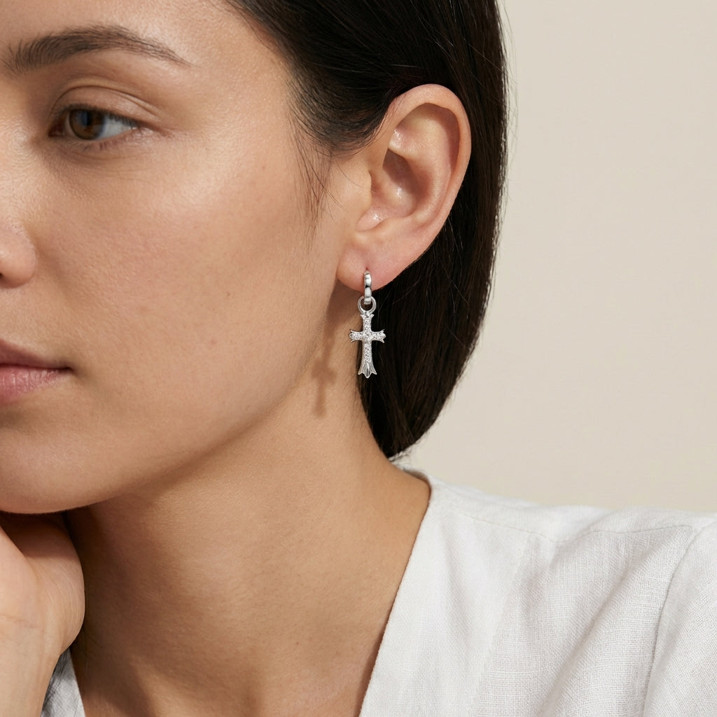 Mini Cross Drop Earrings