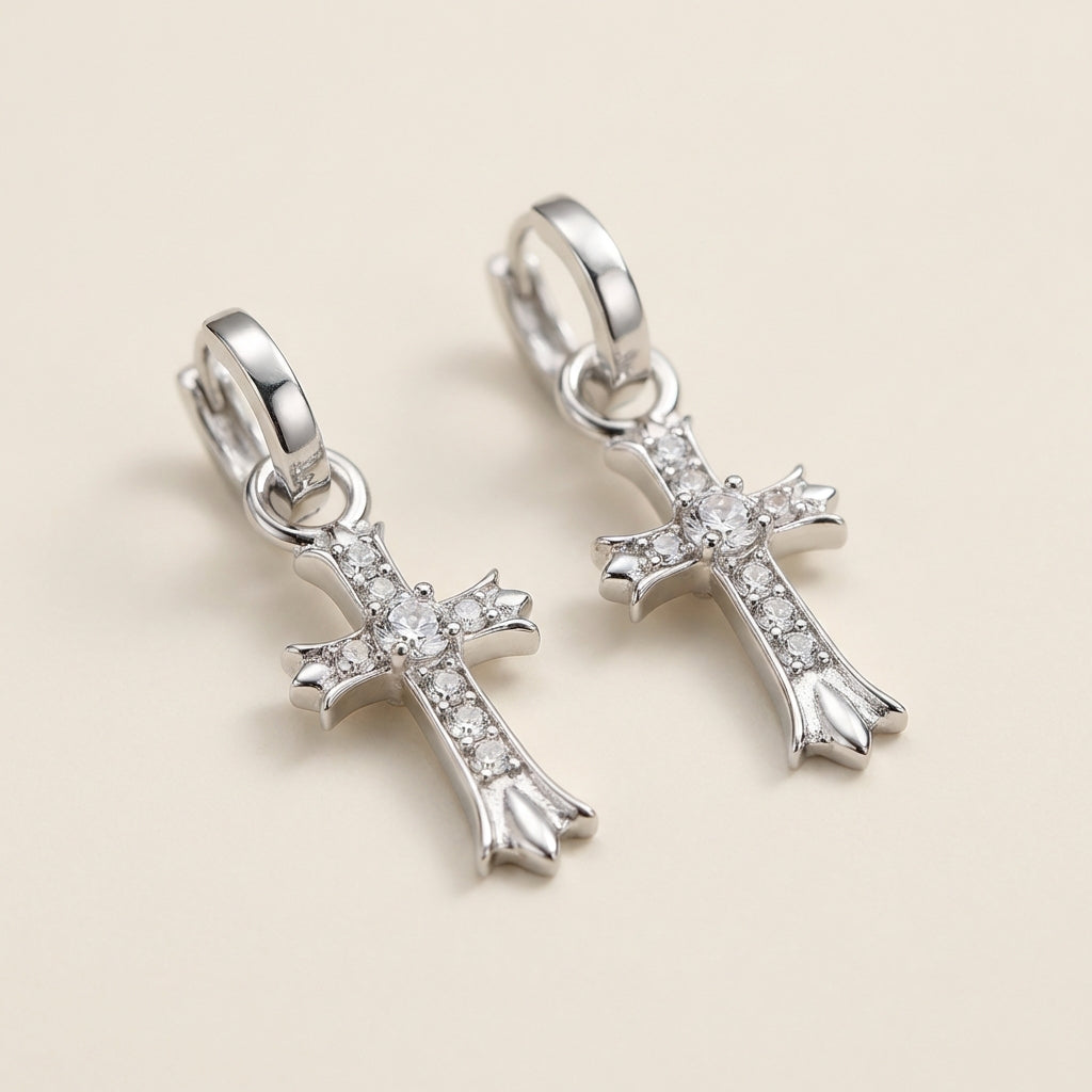 Mini Cross Drop Earrings