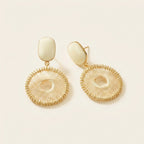 Spiral Woven Disc Drop Earrings