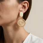 Spiral Woven Disc Drop Earrings