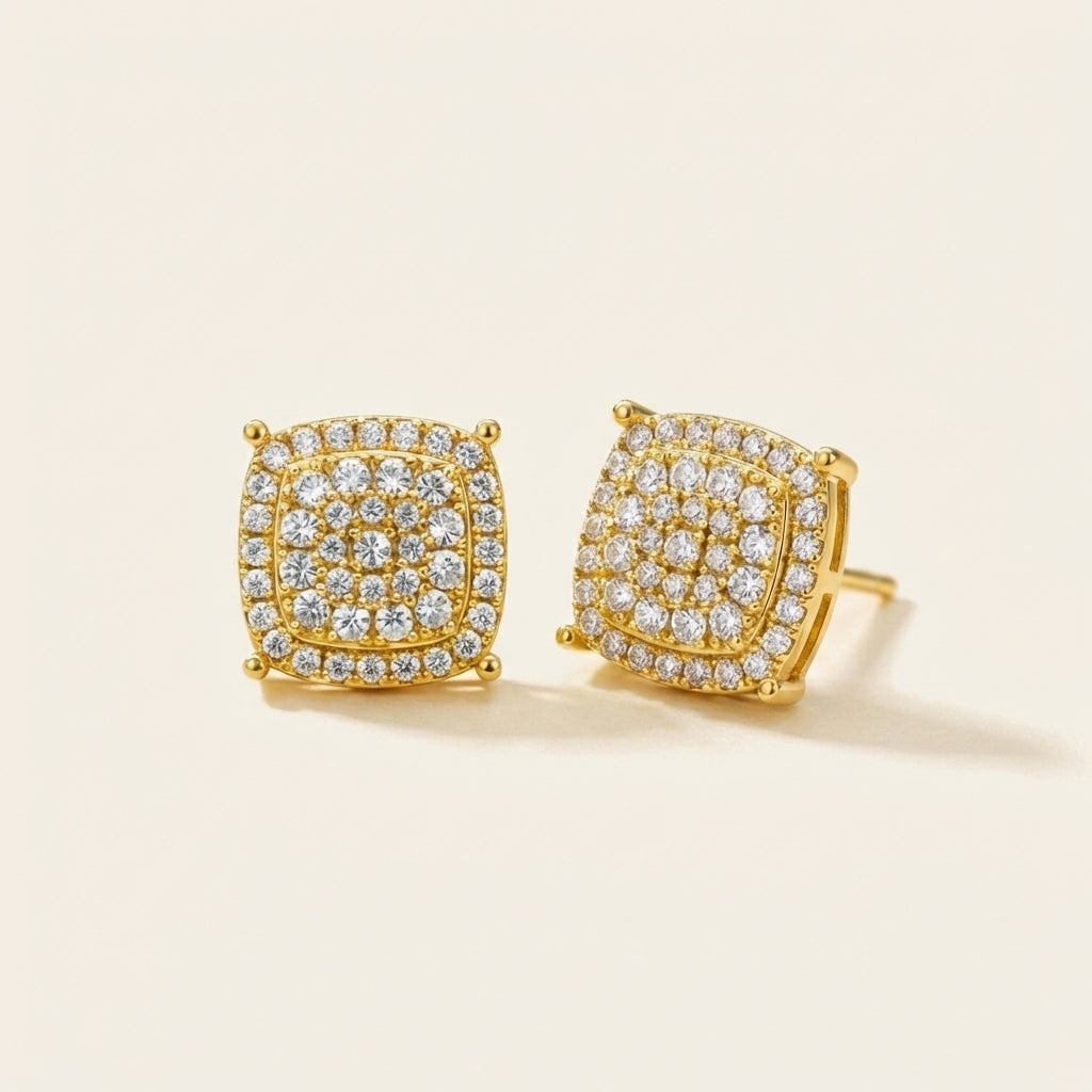 Square Pavé Cluster Stud Earrings