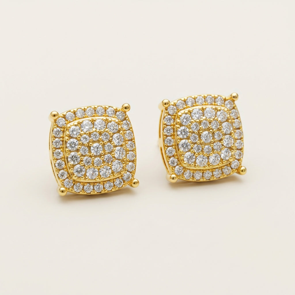 Square Pavé Cluster Stud Earrings