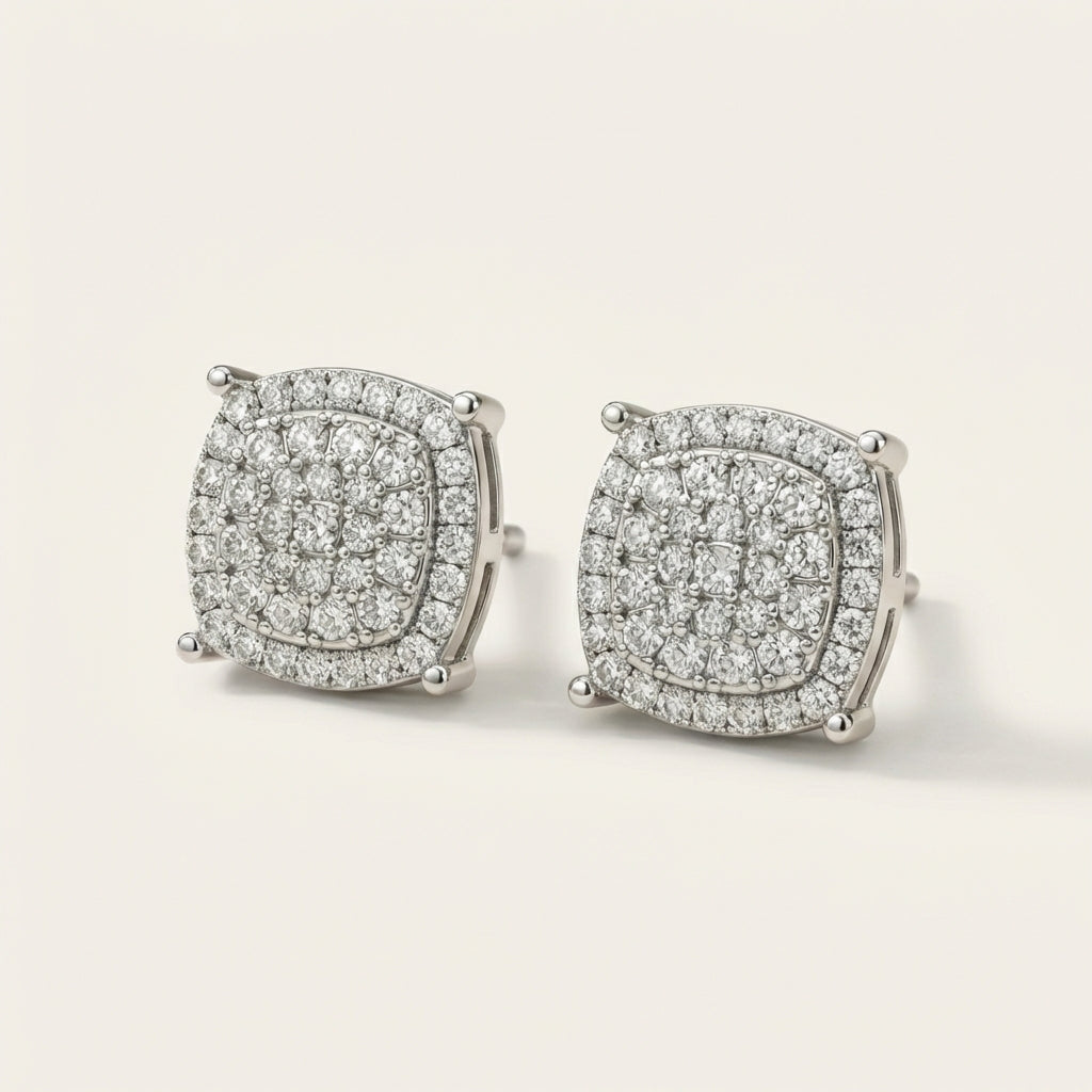Pavé Square Stud Earrings
