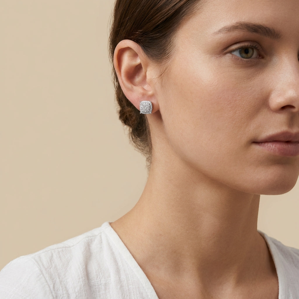 Pavé Square Stud Earrings