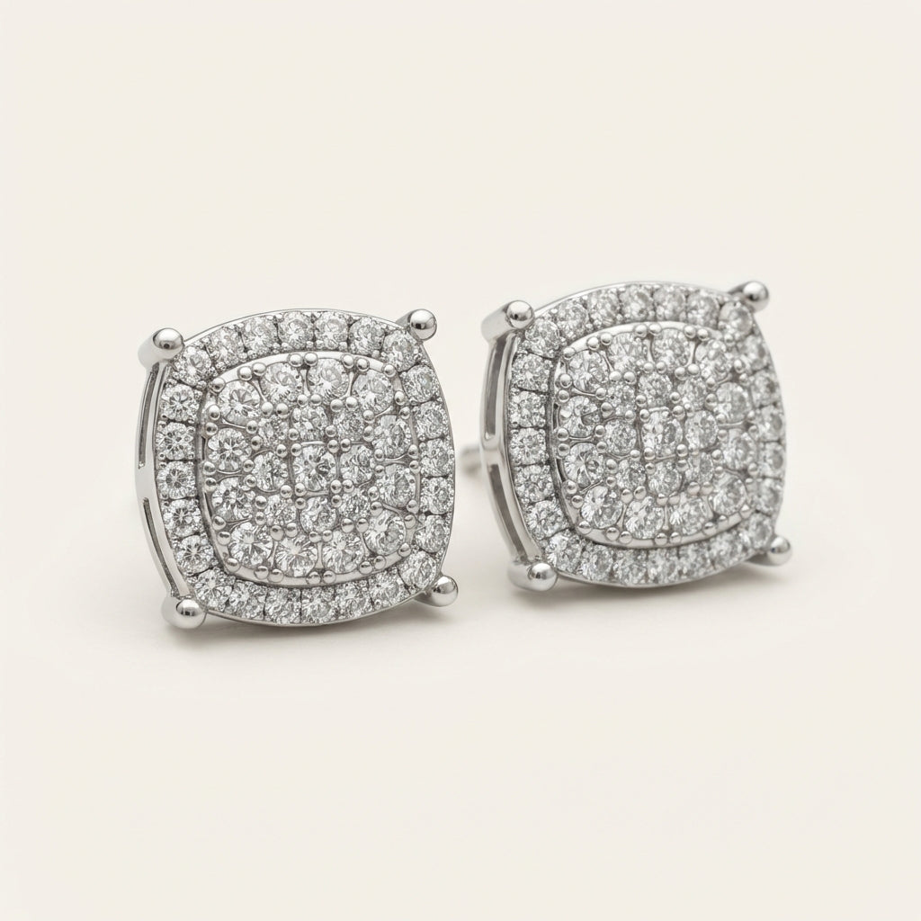 Pavé Square Stud Earrings
