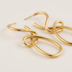 Sculptural Link Drop Earrings – Gold Tone