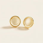 Round Amber-Tone Stud Earrings