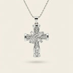 Oversized Silver Cross Pendant Necklace