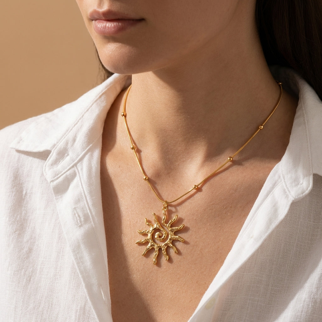 Sun Spiral Pendant Necklace