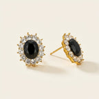 Oval Halo Cluster Stud Earrings