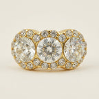 Triple Stone Vertical Stud Earrings