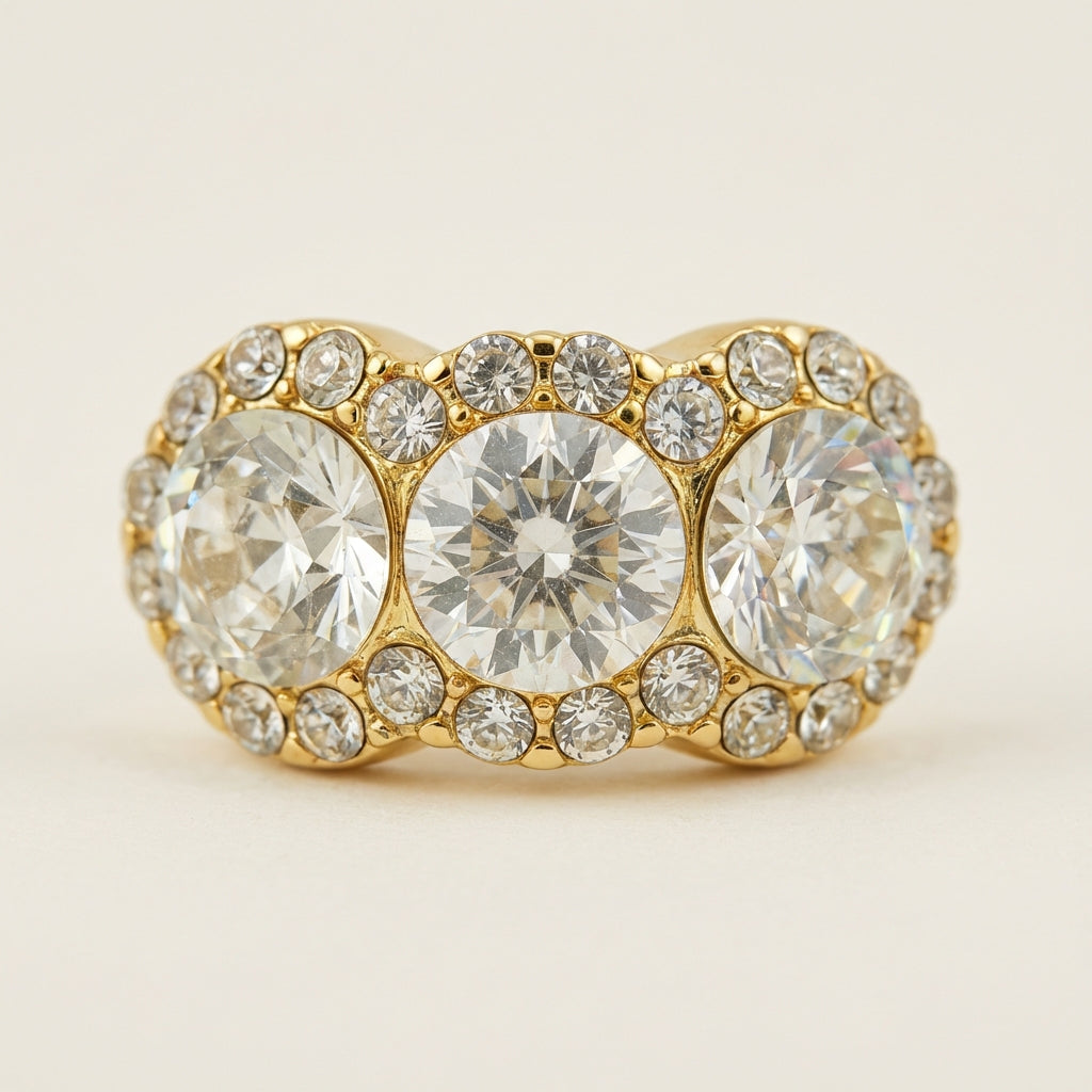 Triple Stone Vertical Stud Earrings