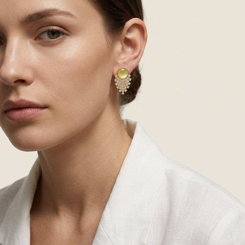 Round Pavé Cluster Stud Earrings