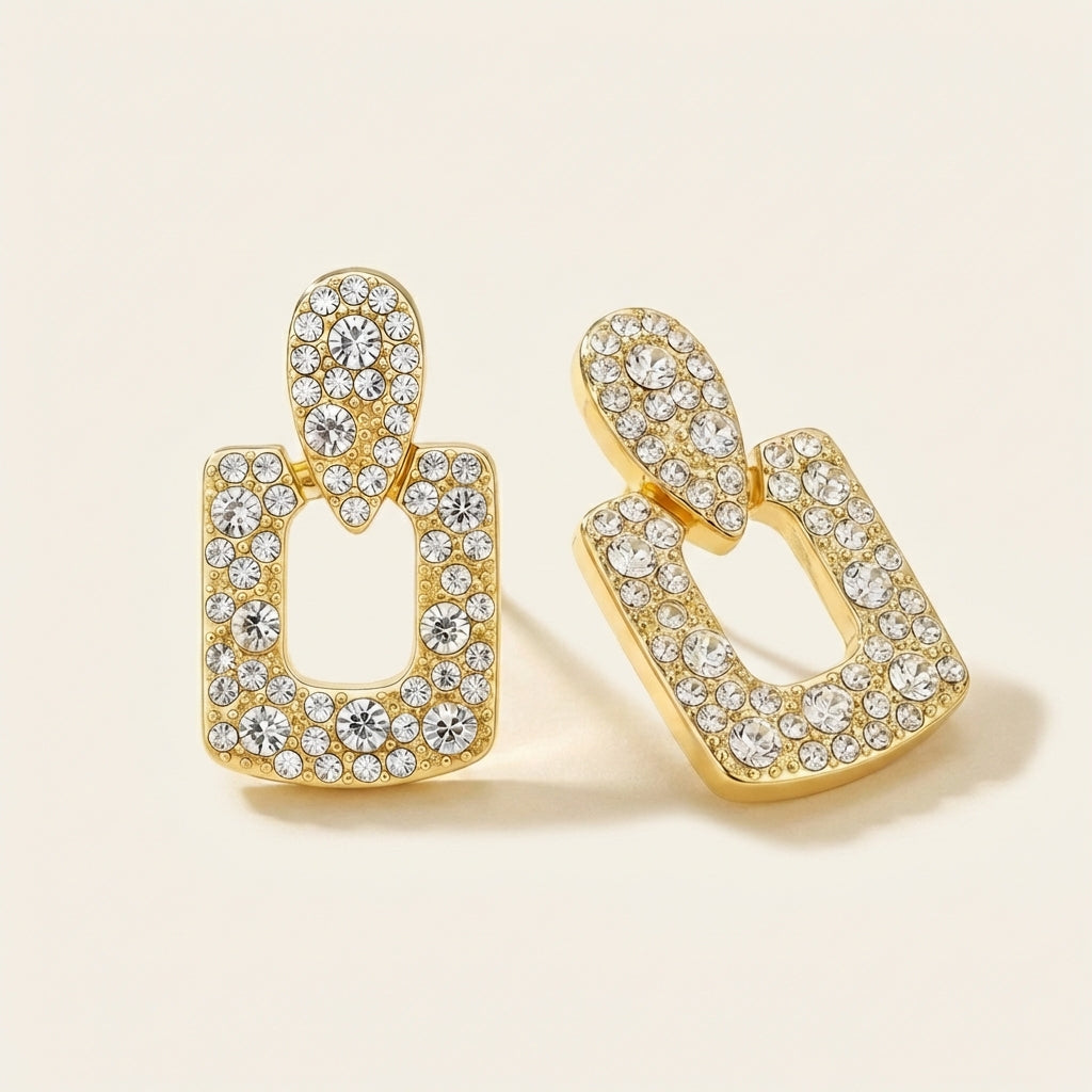 Geometric Pavé Drop Earrings